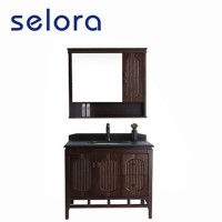 hot sale floor mounted solid wood bathroom equipment cabinet with mirror